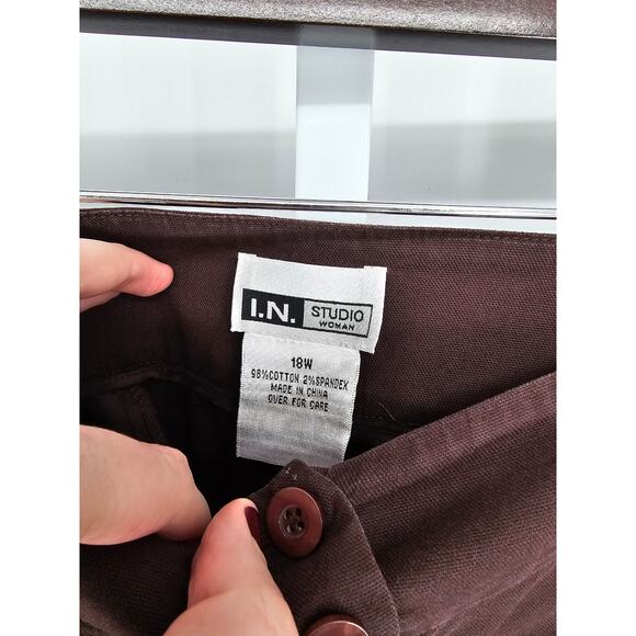 I.N. Studio Purple Cotton Blend High-Rise Double Button Dress Pants Size 18W - Picture 4 of 4